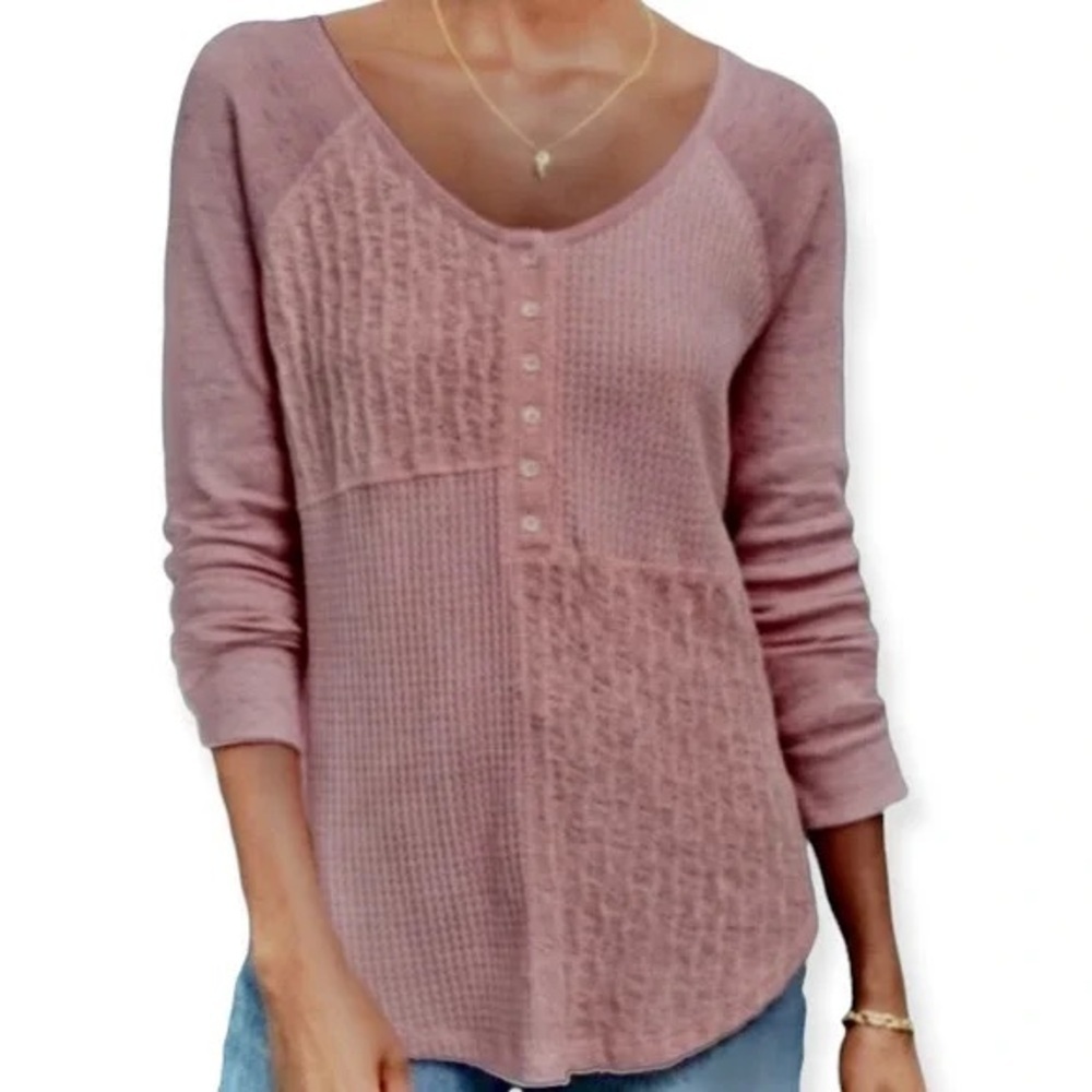 Saturday Sunday Anthropologie Pink Long Sleeve Knit Top